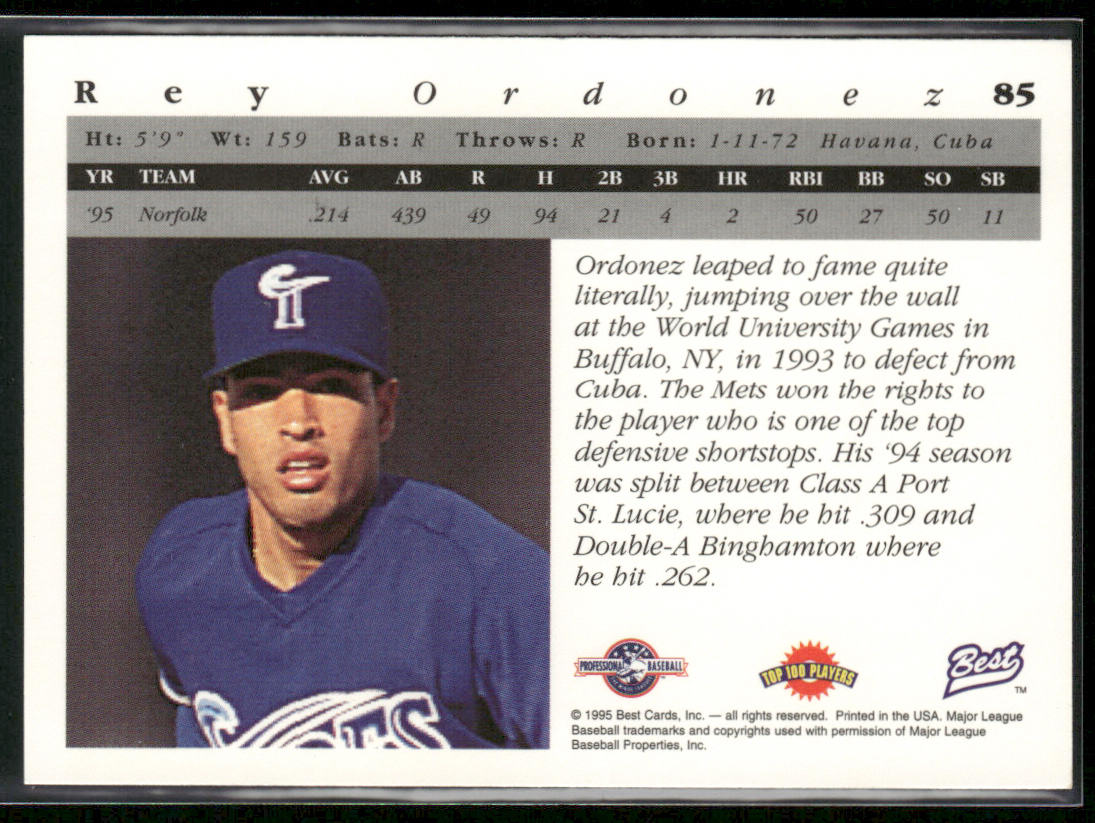 Rey Ordonez 1995 Best #85 Norfolk Tides