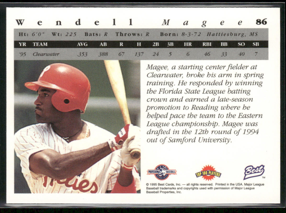 Wendell Magee 1995 Best #86 Clearwater Phillies