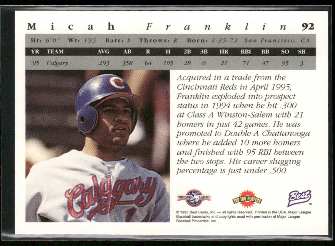 Micah Franklin 1995 Best #92 Calgary Cannons