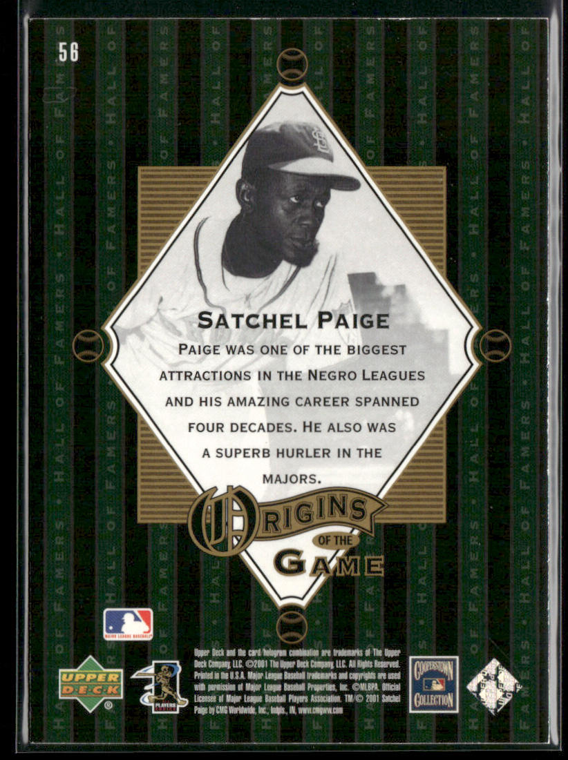Satchel Paige 2001 Upper Deck Hall of Famers #56 Kansas City Monarchs