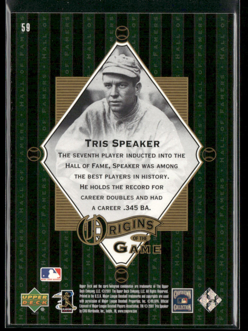 Tris Speaker 2001 Upper Deck Hall of Famers #59 Boston Red Sox