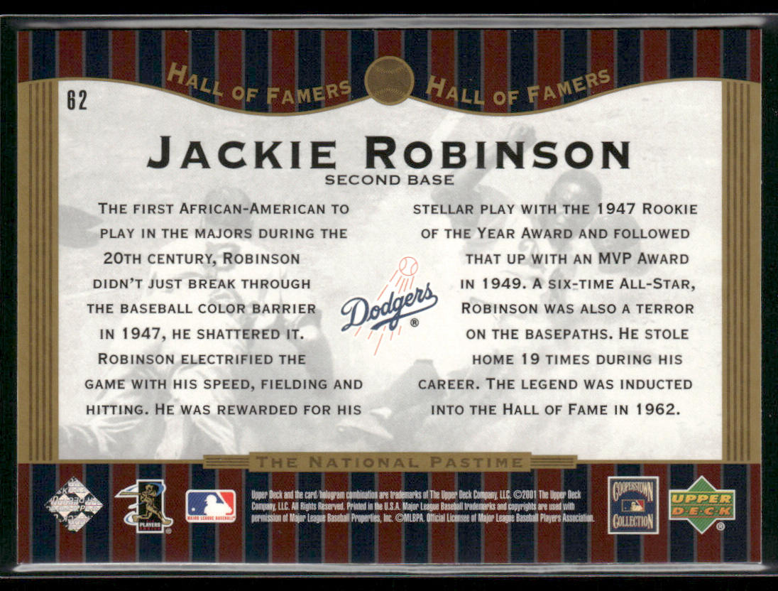 Jackie Robinson 2001 Upper Deck Hall of Famers #62 Brooklyn Dodgers