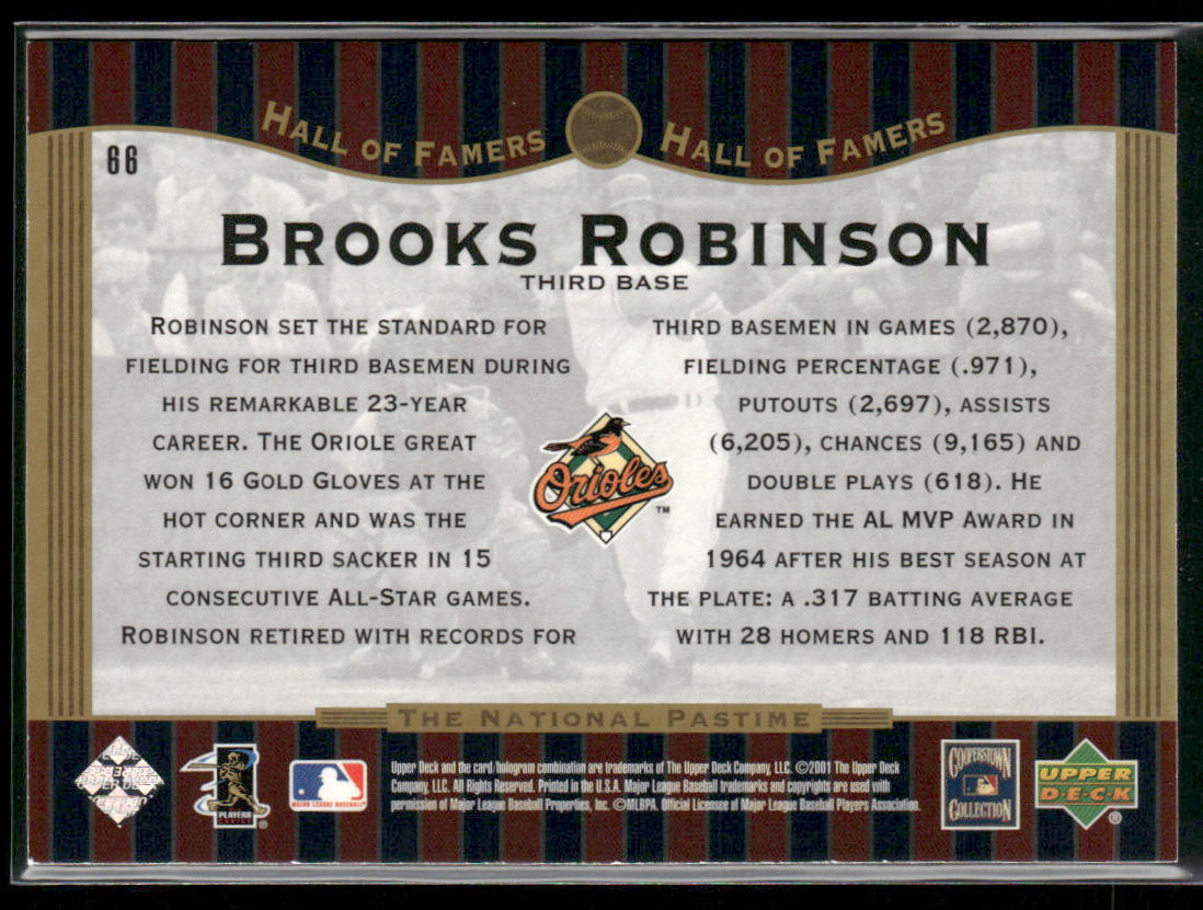 Brooks Robinson 2001 Upper Deck Hall of Famers #66 Baltimore Orioles