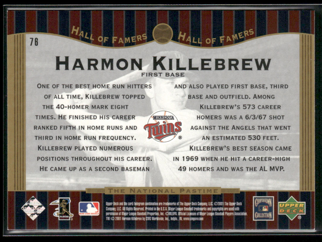 Harmon Killebrew 2001 Upper Deck Hall of Famers #76 Minnesota Twins