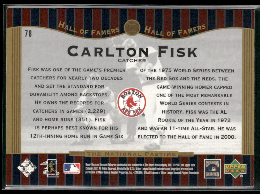 Carlton Fisk 2001 Upper Deck Hall of Famers #78 Boston Red Sox
