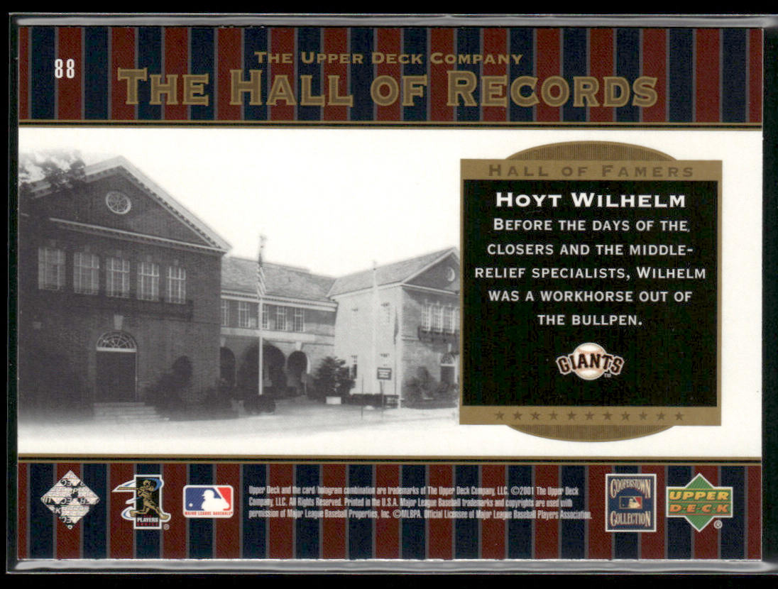 Hoyt Wilhelm 2001 Upper Deck Hall of Famers #88 New York Giants