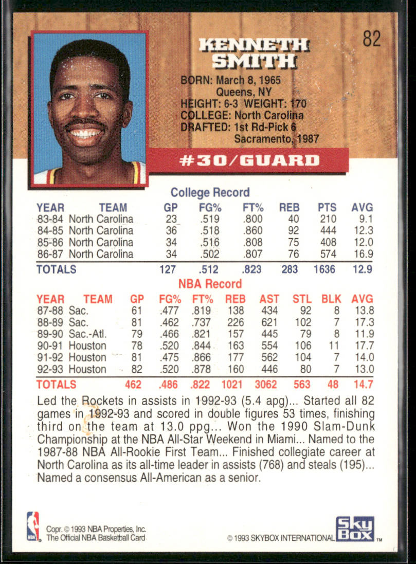 Kenny Smith 1993-94 Hoops Fifth Anniversary Gold #82 Houston Rockets