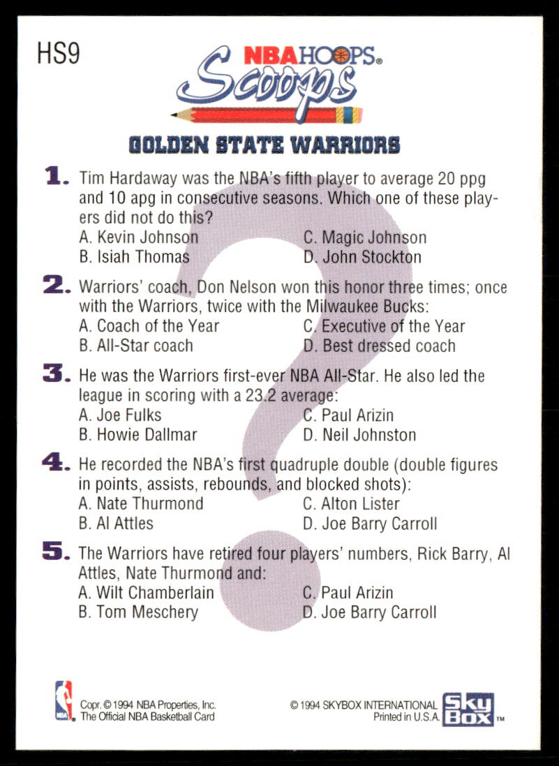 1993-94 Hoops #HS9 Tim Hardaway Scoops