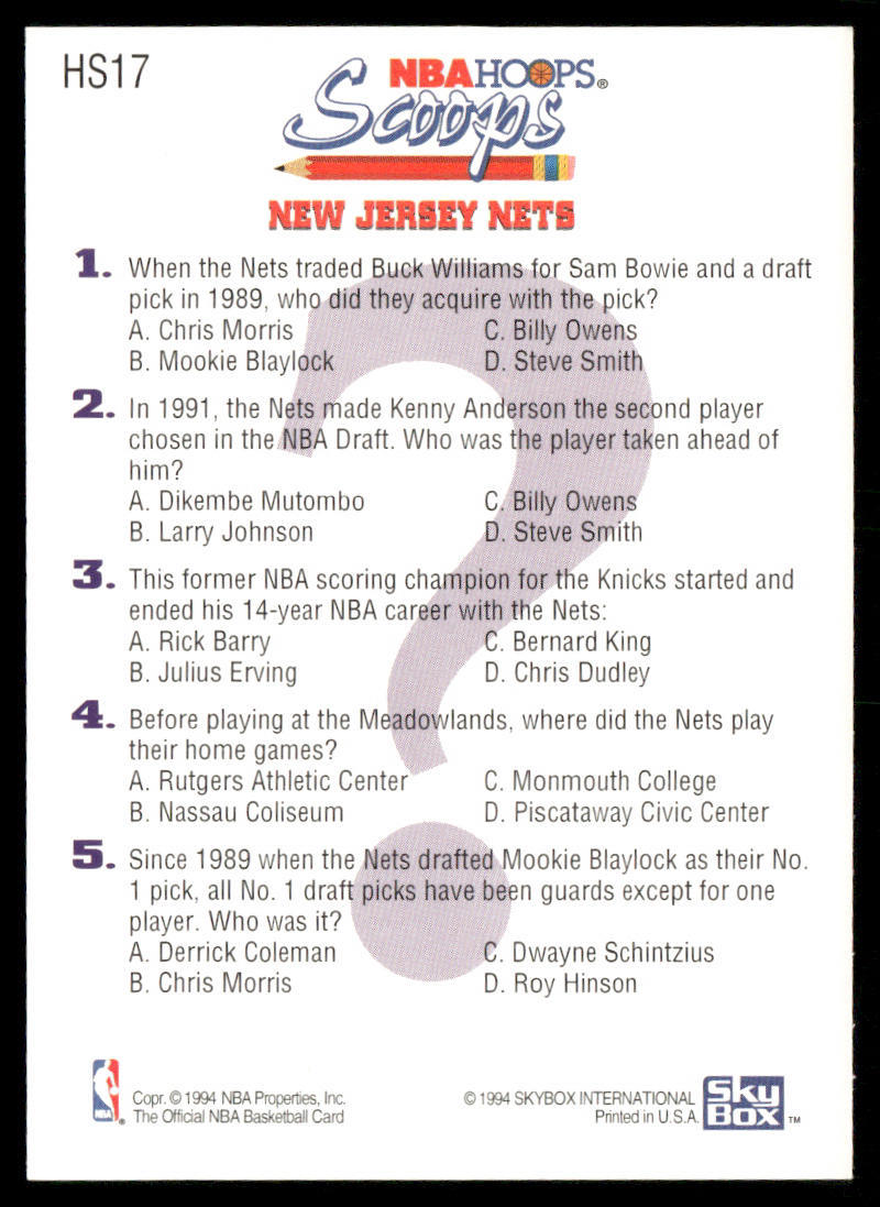 1993-94 Hoops #HS17 Derrick Coleman Scoops