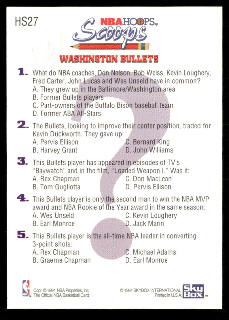 1993-94 Hoops #HS27 Rex Chapman Scoops Fifth Anniversary Gold