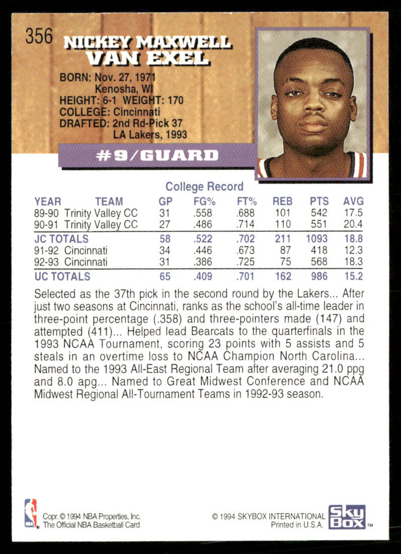 1993-94 Hoops #356 Nick Van Exel