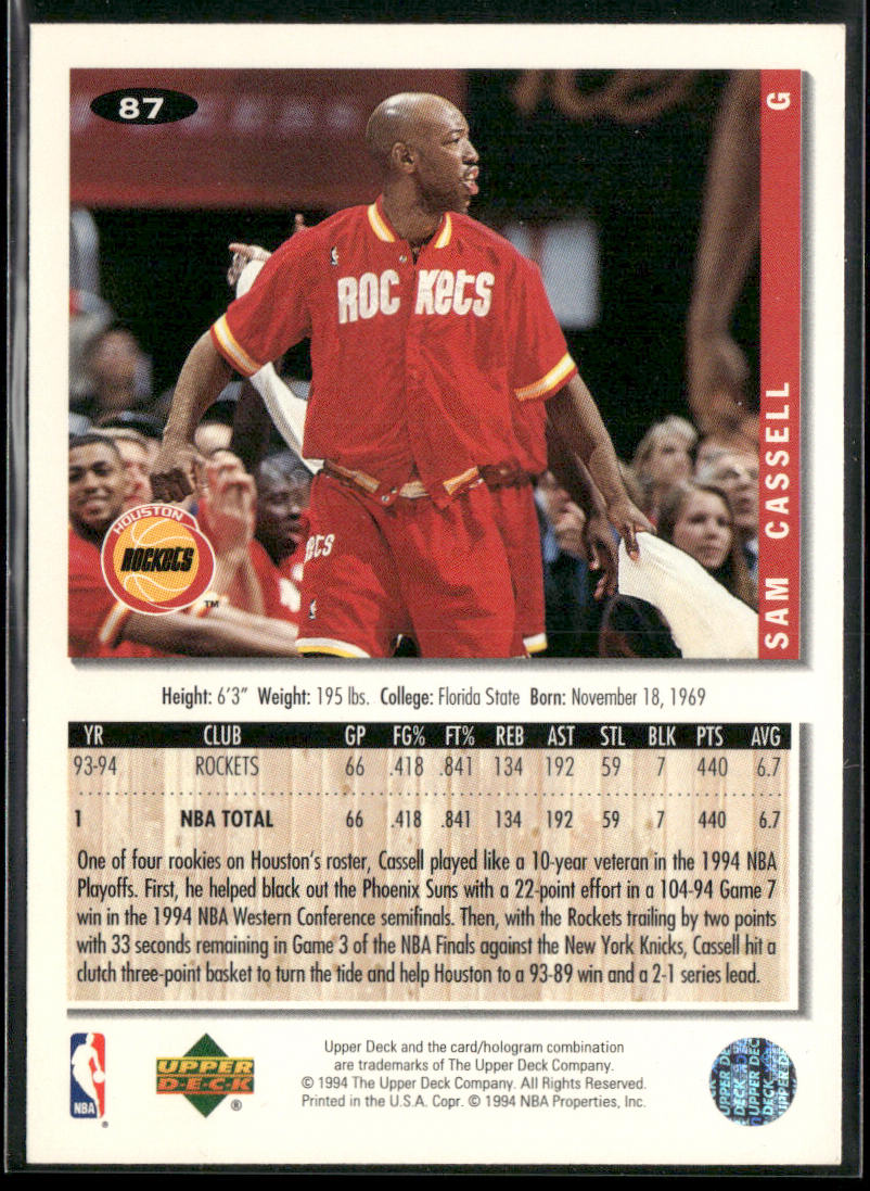 Sam Cassell 1994-95 Collector's Choice #87 Houston Rockets