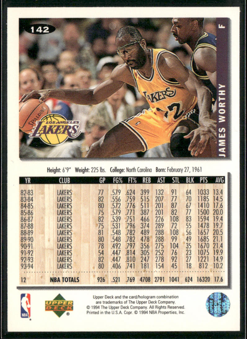 James Worthy 1994-95 Collector's Choice #142 Los Angeles Lakers