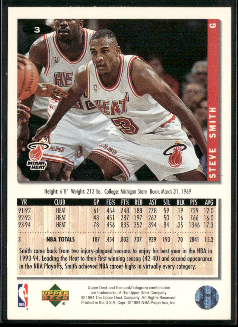 Steve Smith 1994-95 Collector's Choice #3 Miami Heat