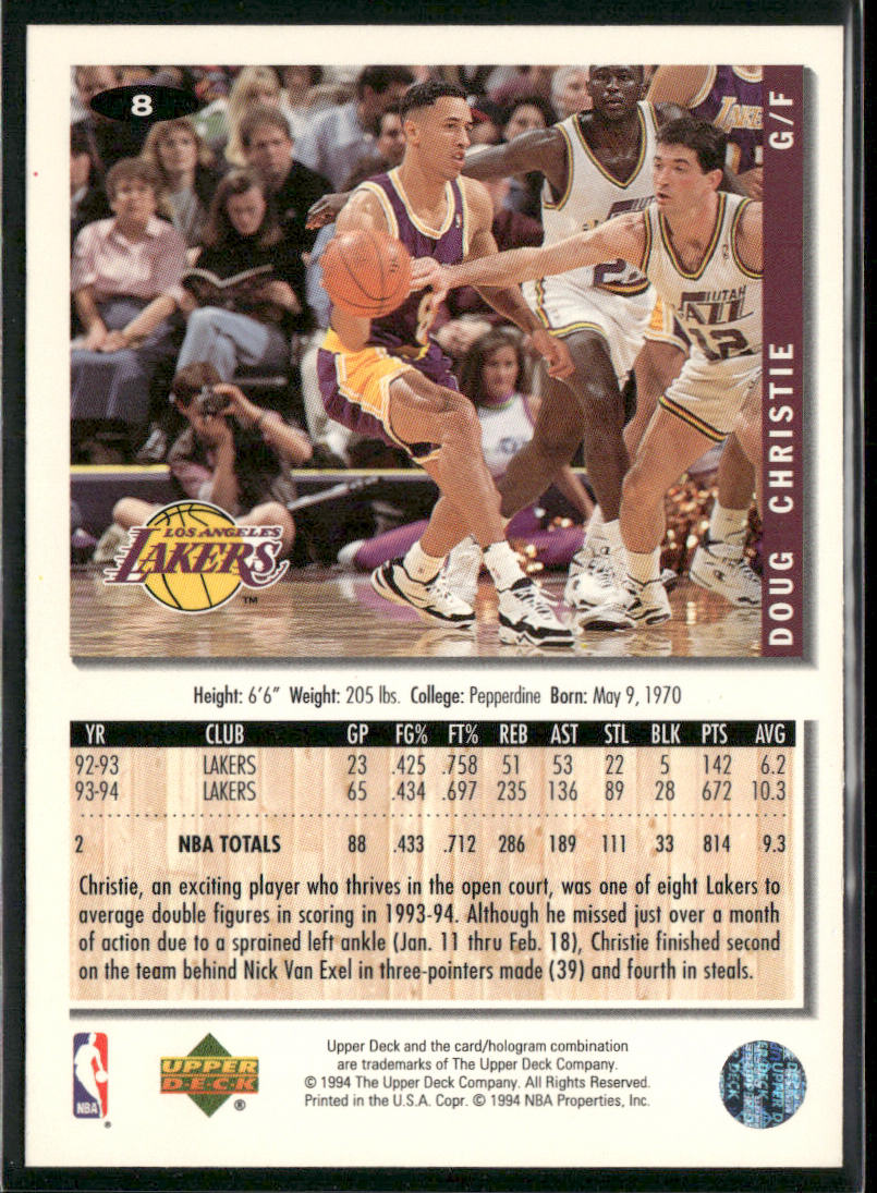Doug Christie 1994-95 Collector's Choice #8 Los Angeles Lakers