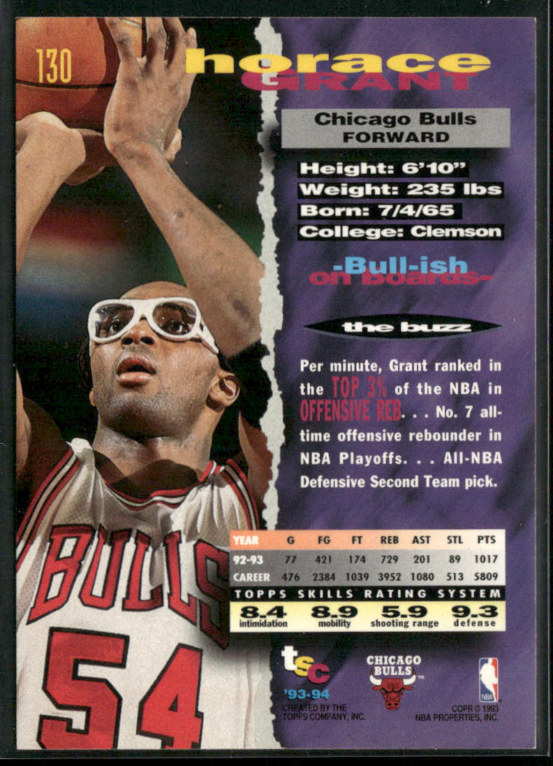 Horace Grant 1993-94 Stadium Club #130 Chicago Bulls