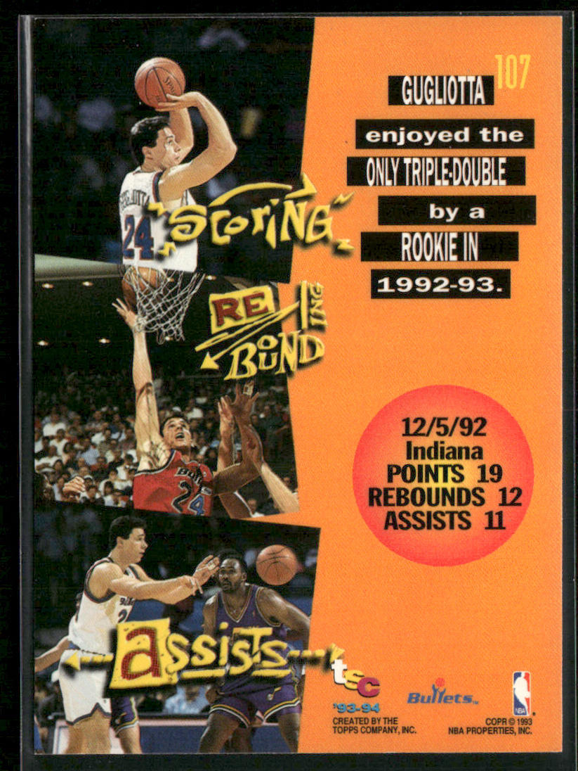 Tom Gugliotta 1993-94 Stadium Club #107 Washington Bullets