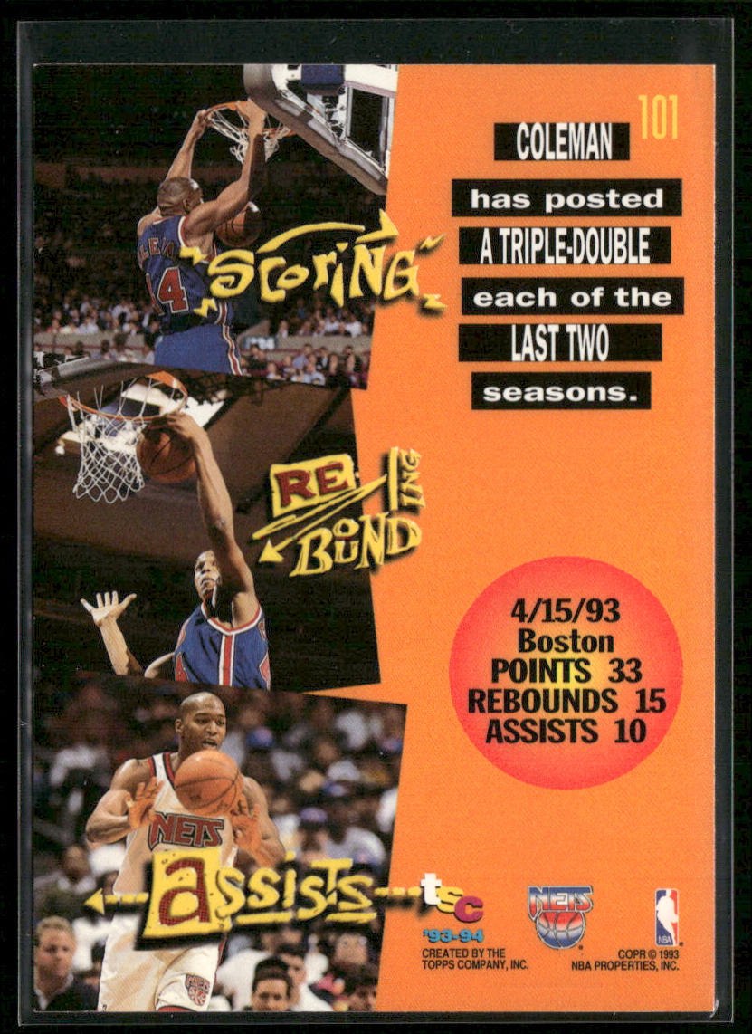 Derrick Coleman 1993-94 Stadium Club #101 New Jersey Nets