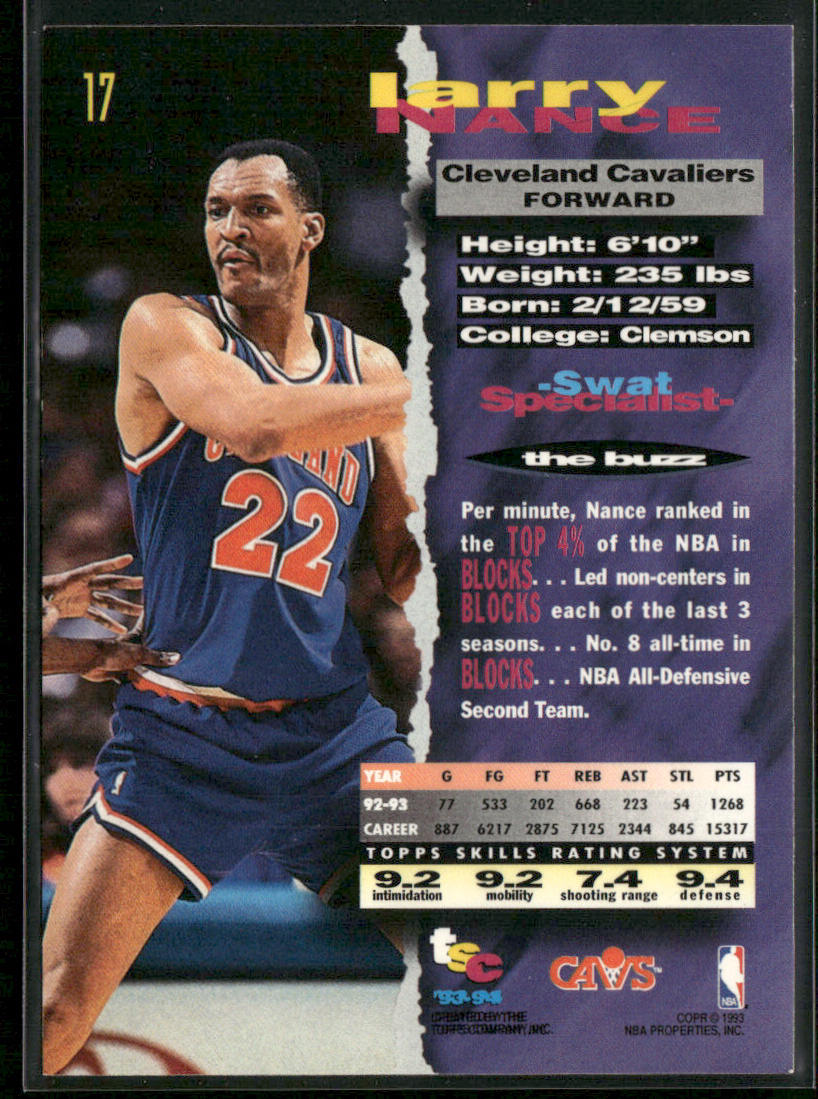 Larry Nance 1993-94 Stadium Club #17 Cleveland Cavaliers