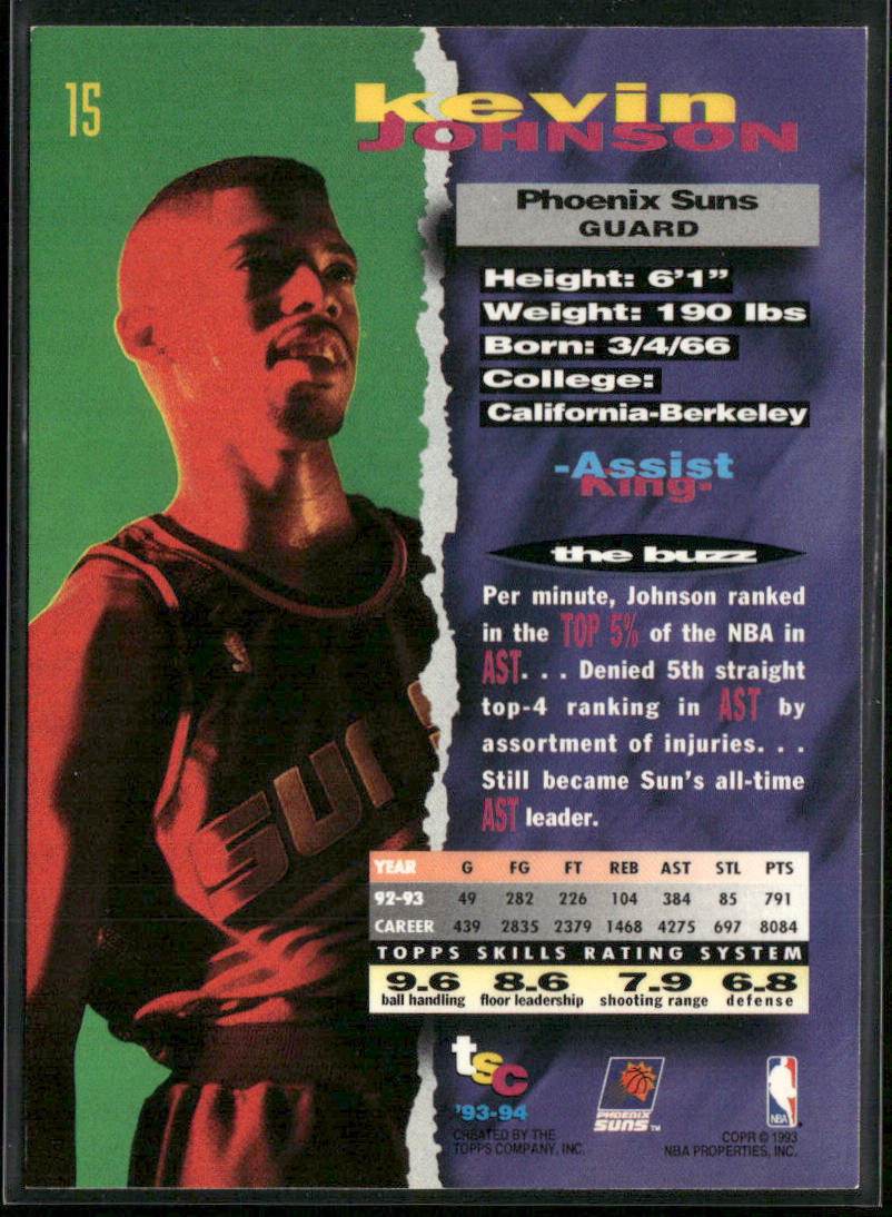 Kevin Johnson 1993-94 Stadium Club #15 Phoenix Suns