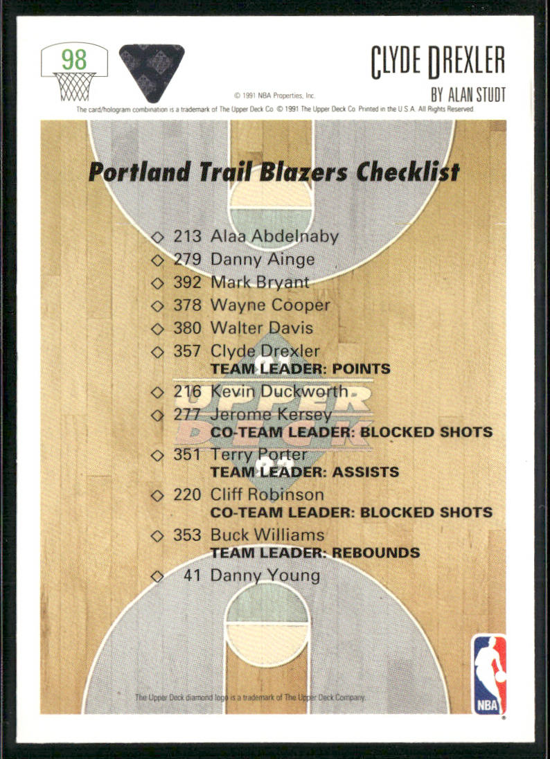 Clyde Drexler 1991-92 Upper Deck #98 Portland Trail Blazers