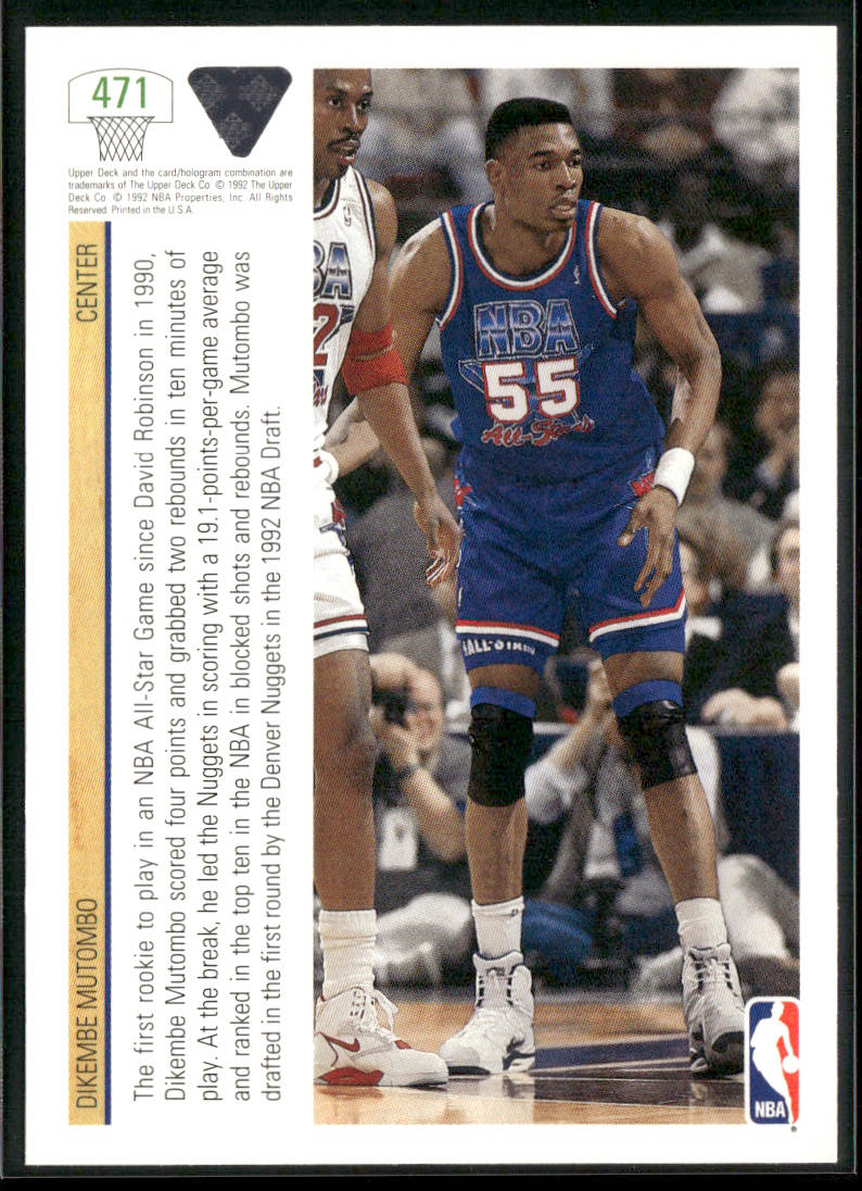Dikembe Mutombo 1991-92 Upper Deck #471 Denver Nuggets