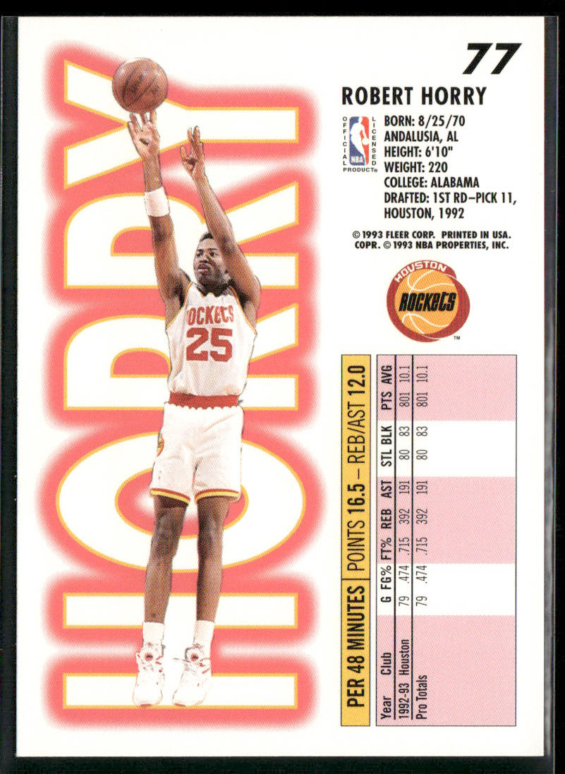 Robert Horry 1993-94 Fleer #77 Houston Rockets