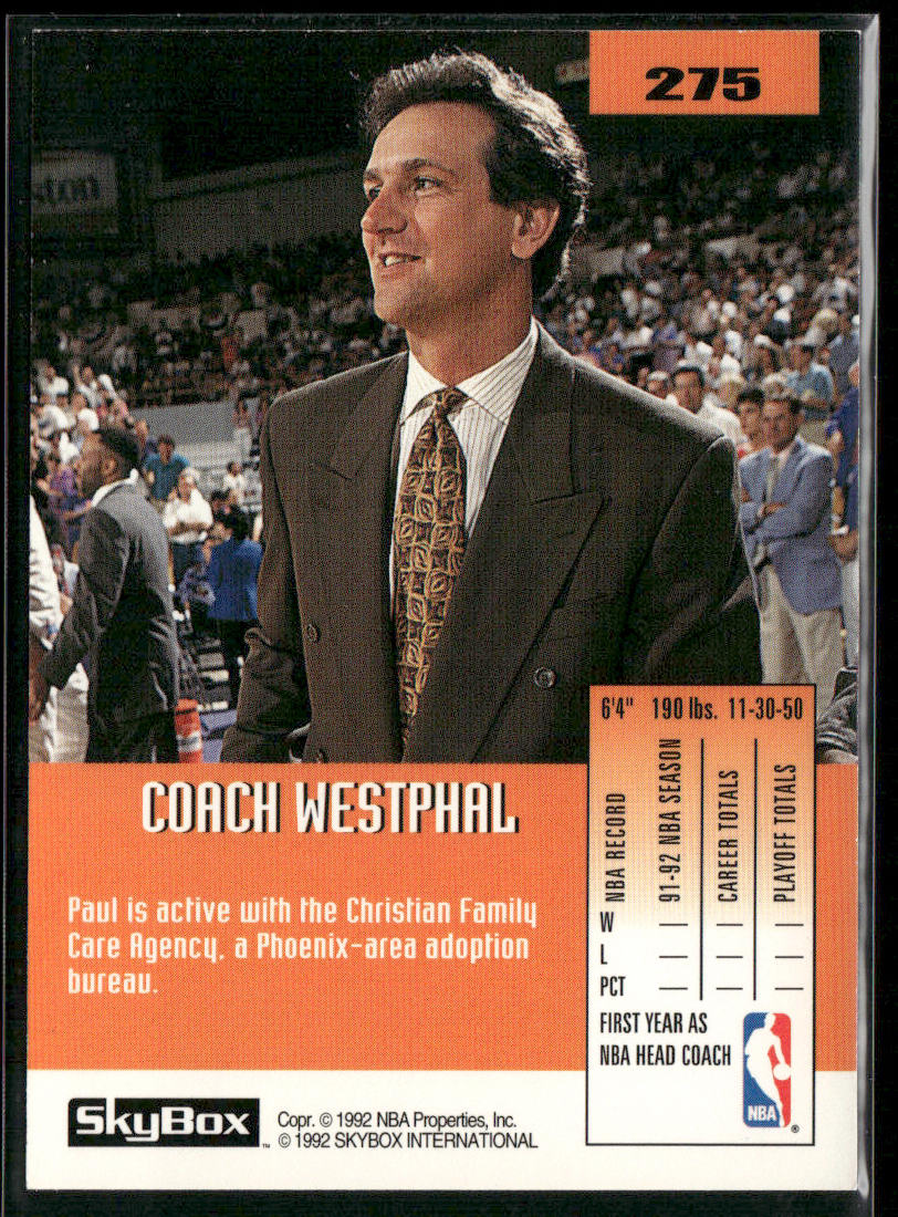 Paul Westphal 1992-93 SkyBox #275 Phoenix Suns