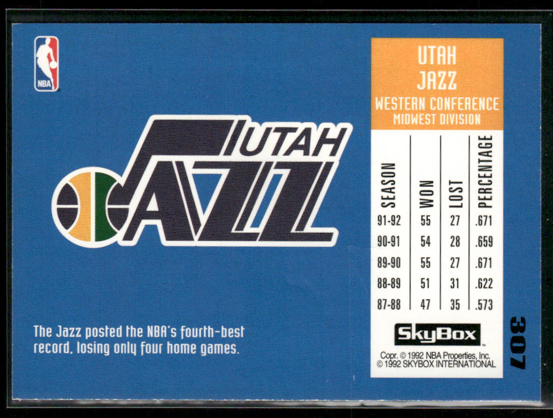 John Stockton 1992-93 SkyBox #307 Utah Jazz
