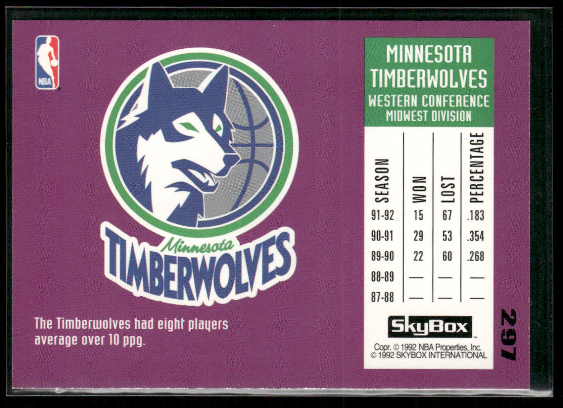 Doug West 1992-93 SkyBox #297 Minnesota Timberwolves