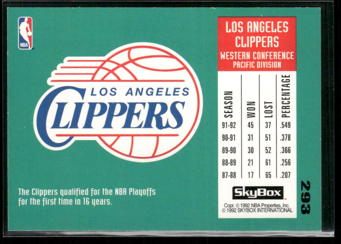 Ron Harper 1992-93 SkyBox #293 Los Angeles Clippers