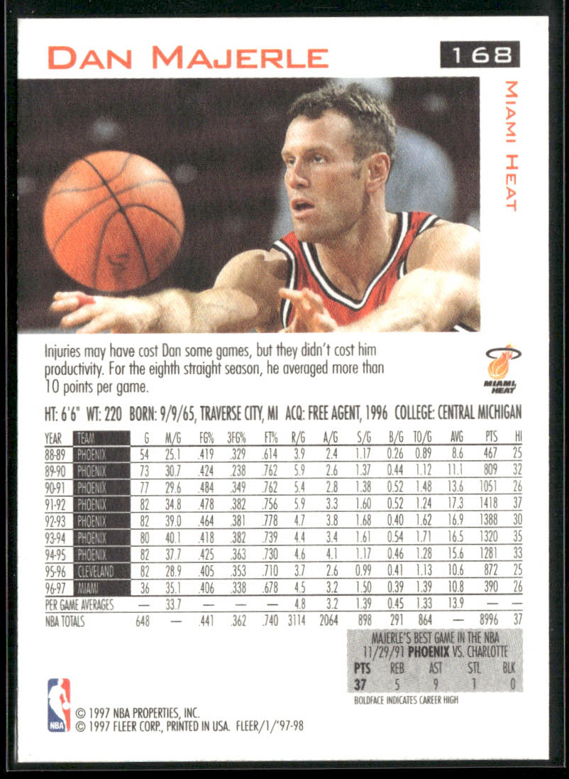 Dan Majerle 1997-98 Fleer #168 Miami Heat