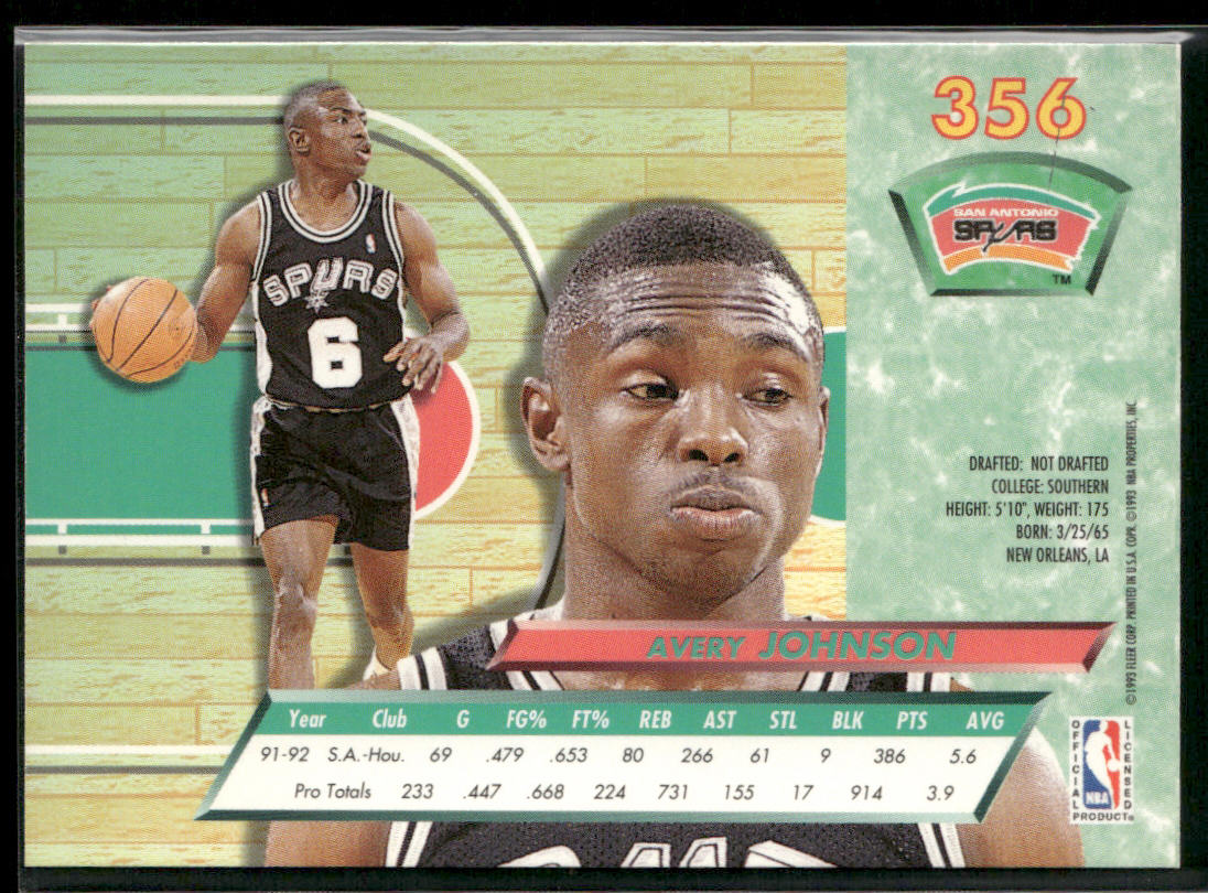 Avery Johnson 1992-93 Ultra #356 San Antonio Spurs