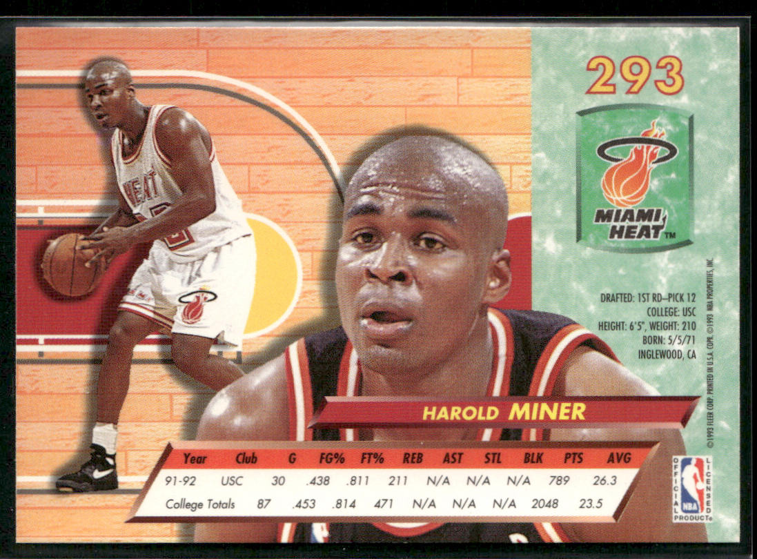 Harold Miner 1992-93 Ultra #293 RC Miami Heat