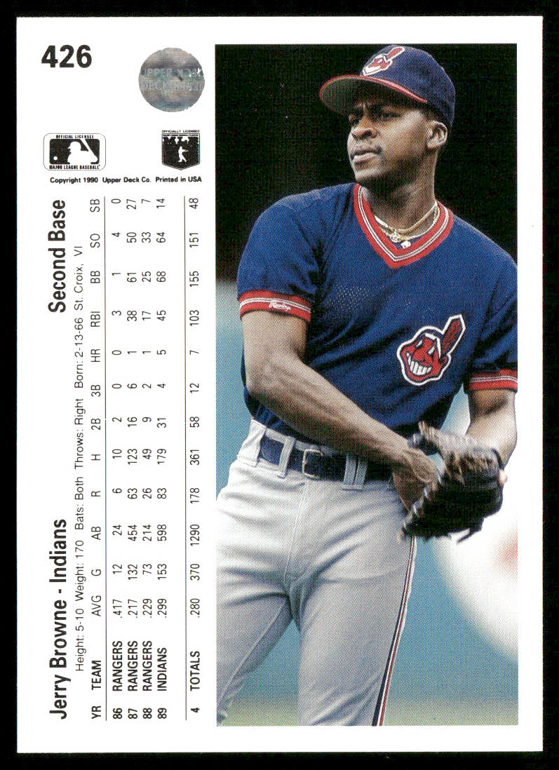 Jerry Browne 1990 Upper Deck #426 Cleveland Indians