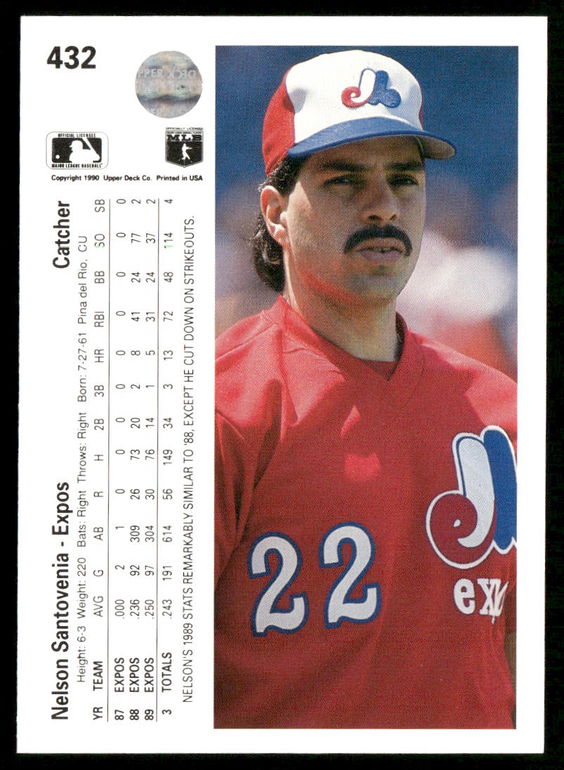 Nelson Santovenia 1990 Upper Deck #432 Montreal Expos