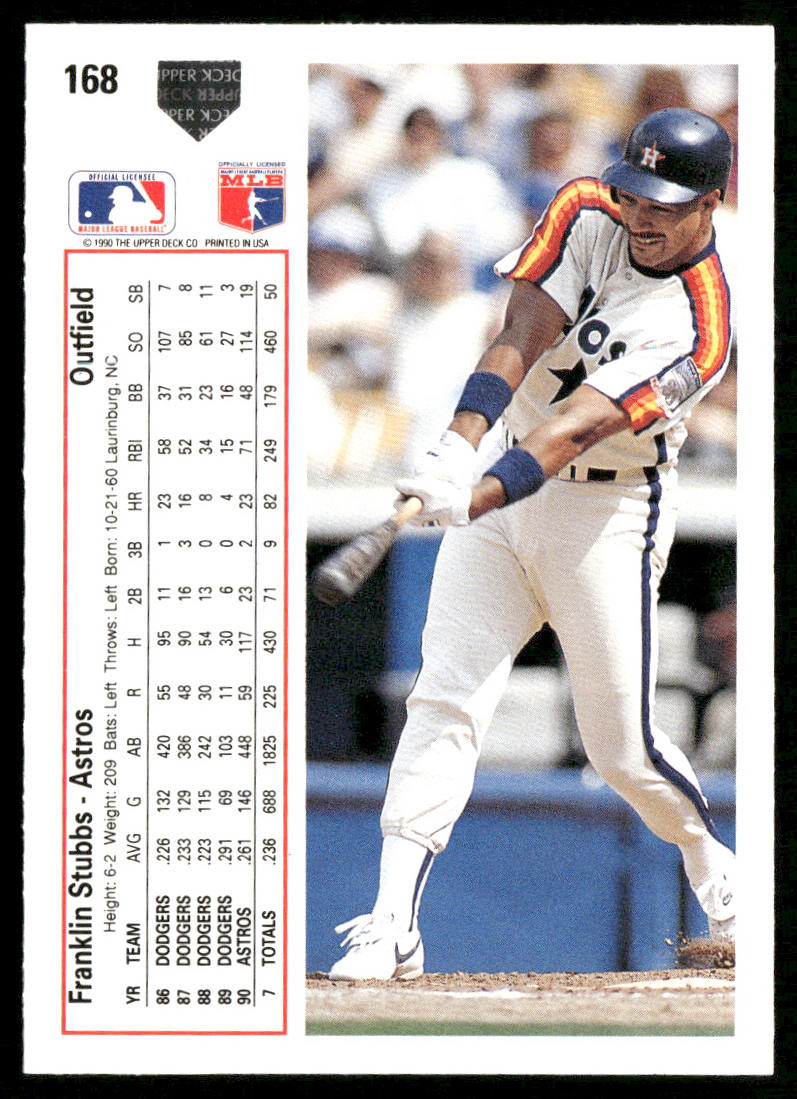 Franklin Stubbs 1991 Upper Deck #168d Houston Astros