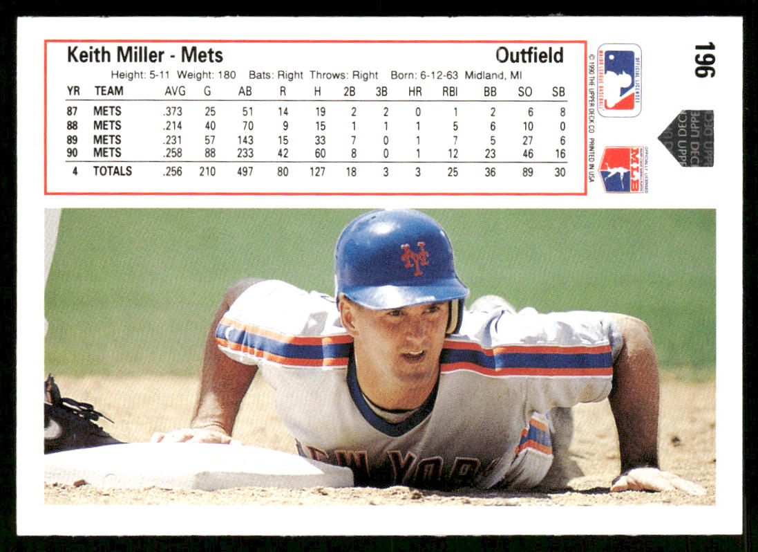 Keith Miller 1991 Upper Deck #196c New York Mets