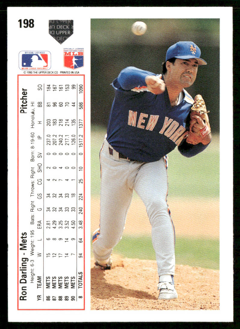 Ron Darling 1991 Upper Deck #198 New York Mets
