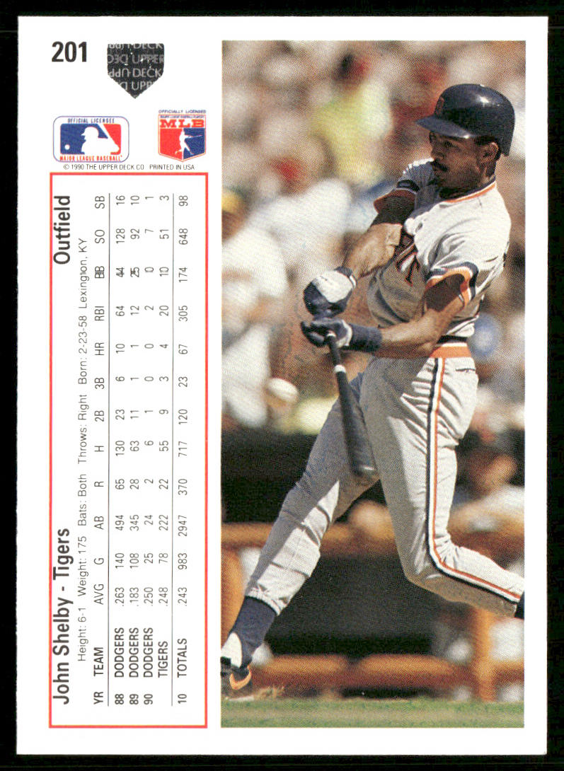 John Shelby 1991 Upper Deck #201 Detroit Tigers