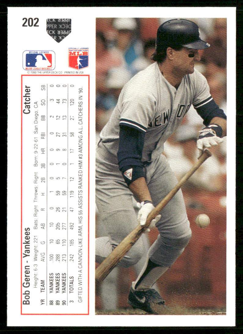 Bob Geren 1991 Upper Deck #202 New York Yankees