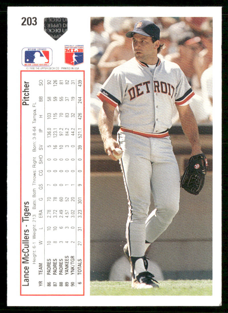 Lance McCullers 1991 Upper Deck #203b Detroit Tigers