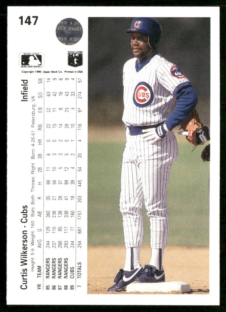 Curtis Wilkerson 1990 Upper Deck #147b Chicago Cubs