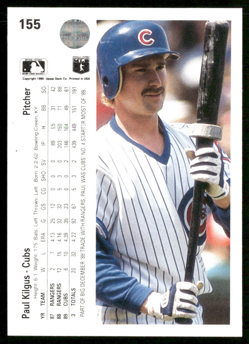 Paul Kilgus 1990 Upper Deck #155b Chicago Cubs