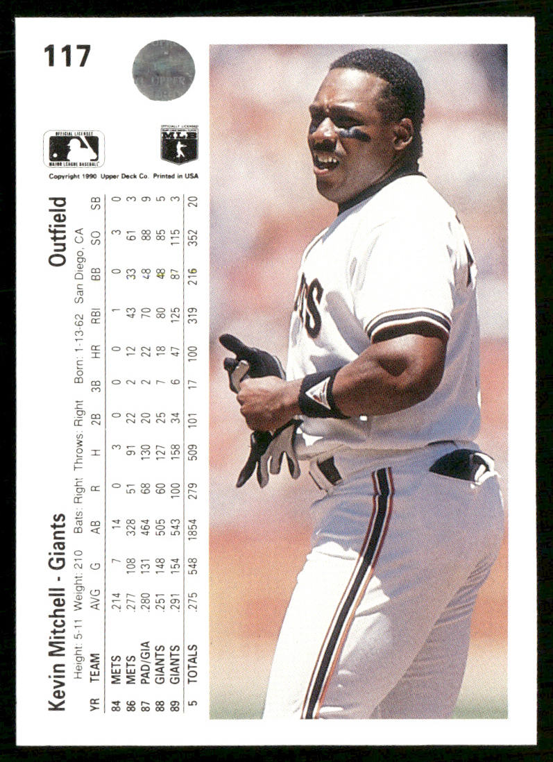 Kevin Mitchell 1990 Upper Deck #117a San Francisco Giants
