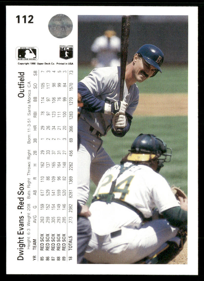 Dwight Evans 1990 Upper Deck #112b Boston Red Sox