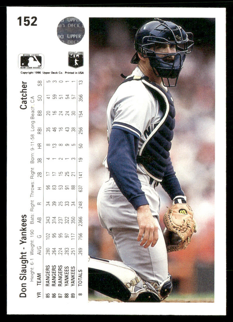Don Slaught 1990 Upper Deck #152a New York Yankees