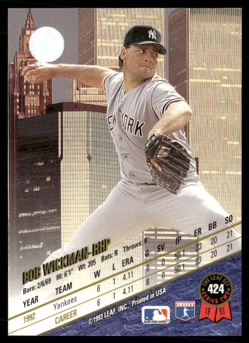 Bob Wickman 1993 Leaf #424 New York Yankees
