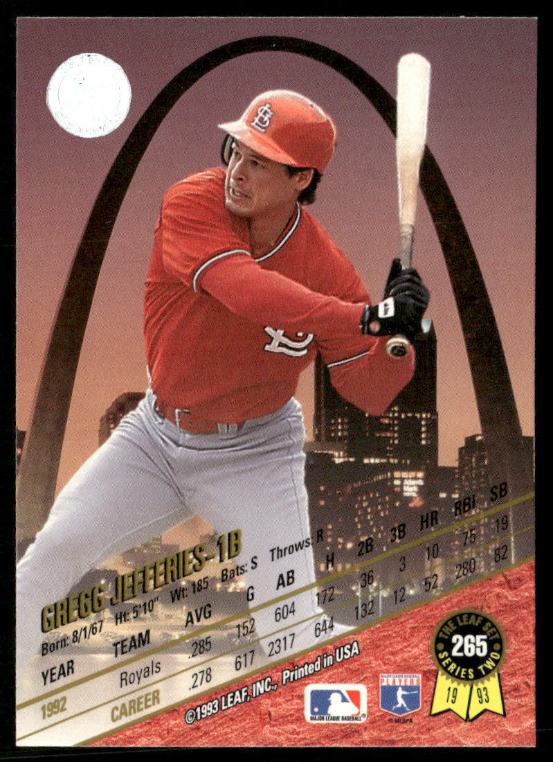 Gregg Jefferies 1993 Leaf #265 St. Louis Cardinals