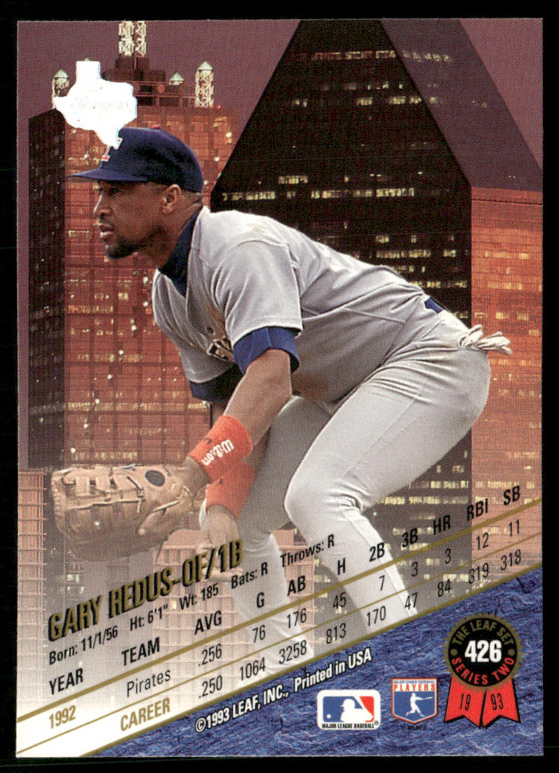 Gary Redus 1993 Leaf #426 Texas Rangers